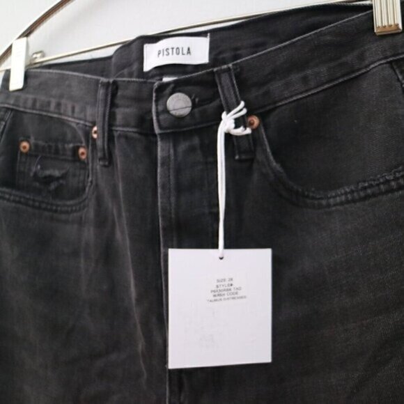 NWT Pistola Black Jeans Size 28 Keaton High Rise Slim Straight Distressed - Picture 8 of 12